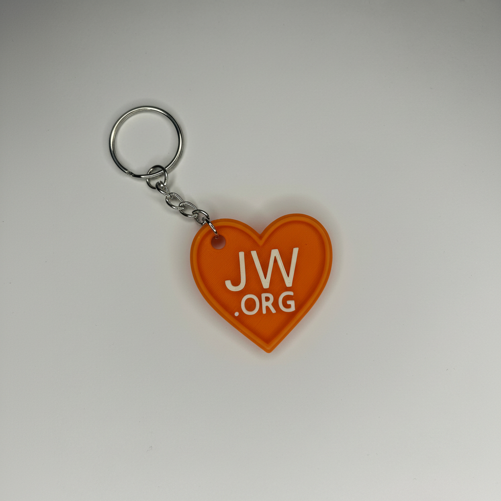 Orange Heart JW.ORG Keychain